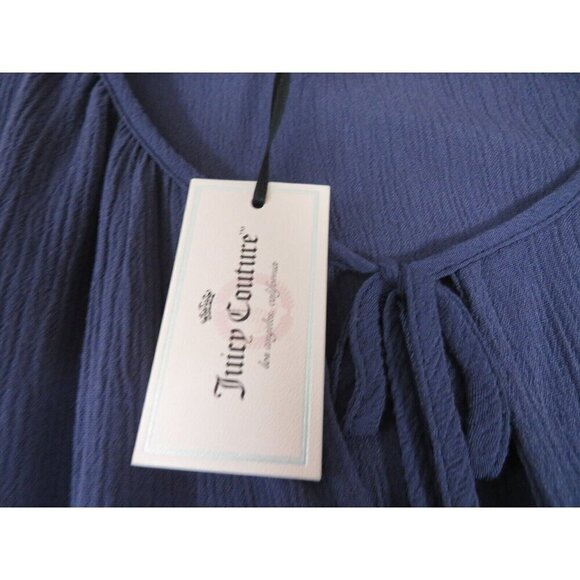 JUICY COUTURE Purple Long Sleeve Tie Neck Gauze Peasant Top Women's Sz Large NWT - Picture 9 of 9